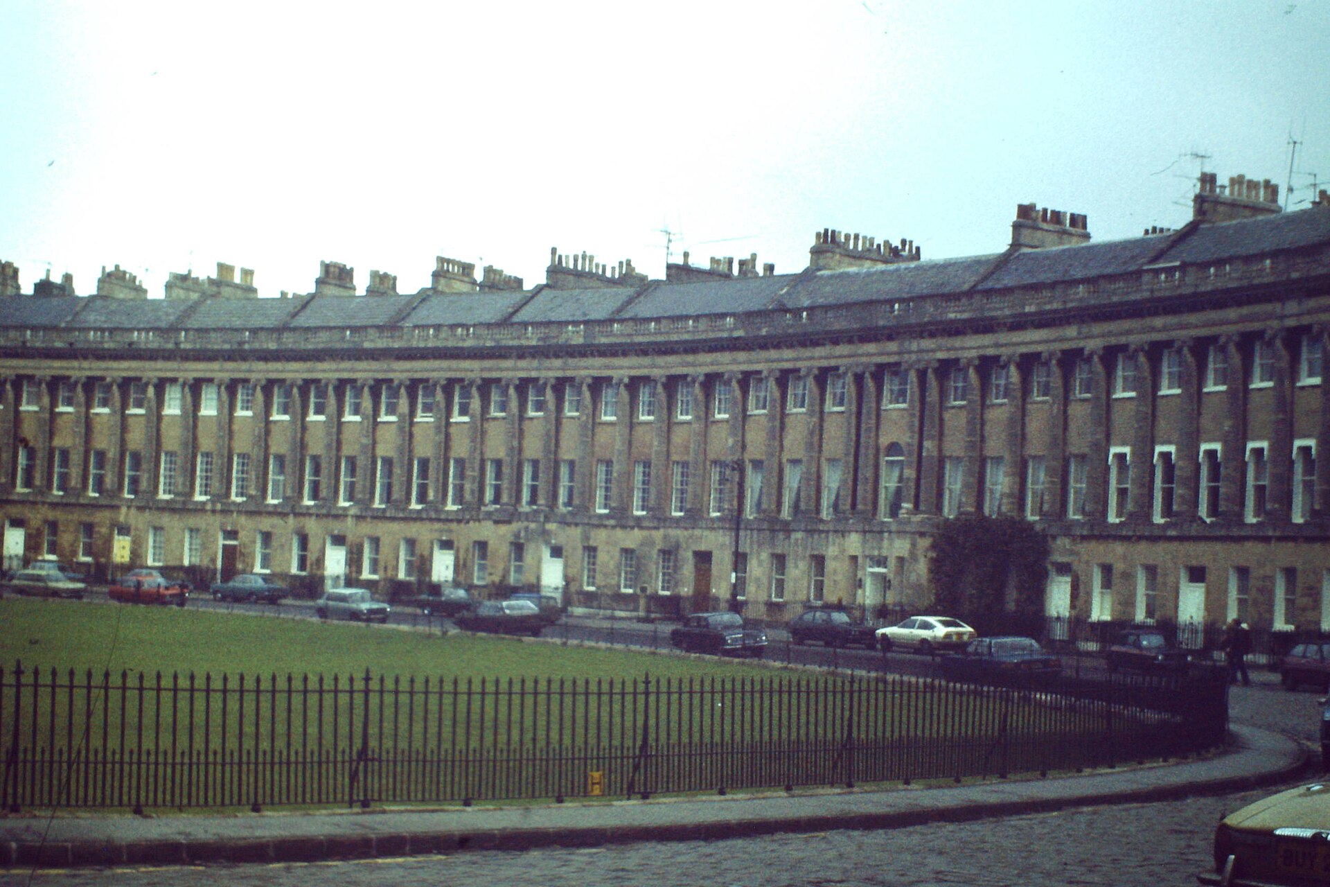 Georgian terraced houses in Bath at dusk
